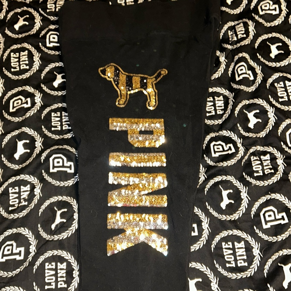 VS Pink Rare Bling Leggings Large
